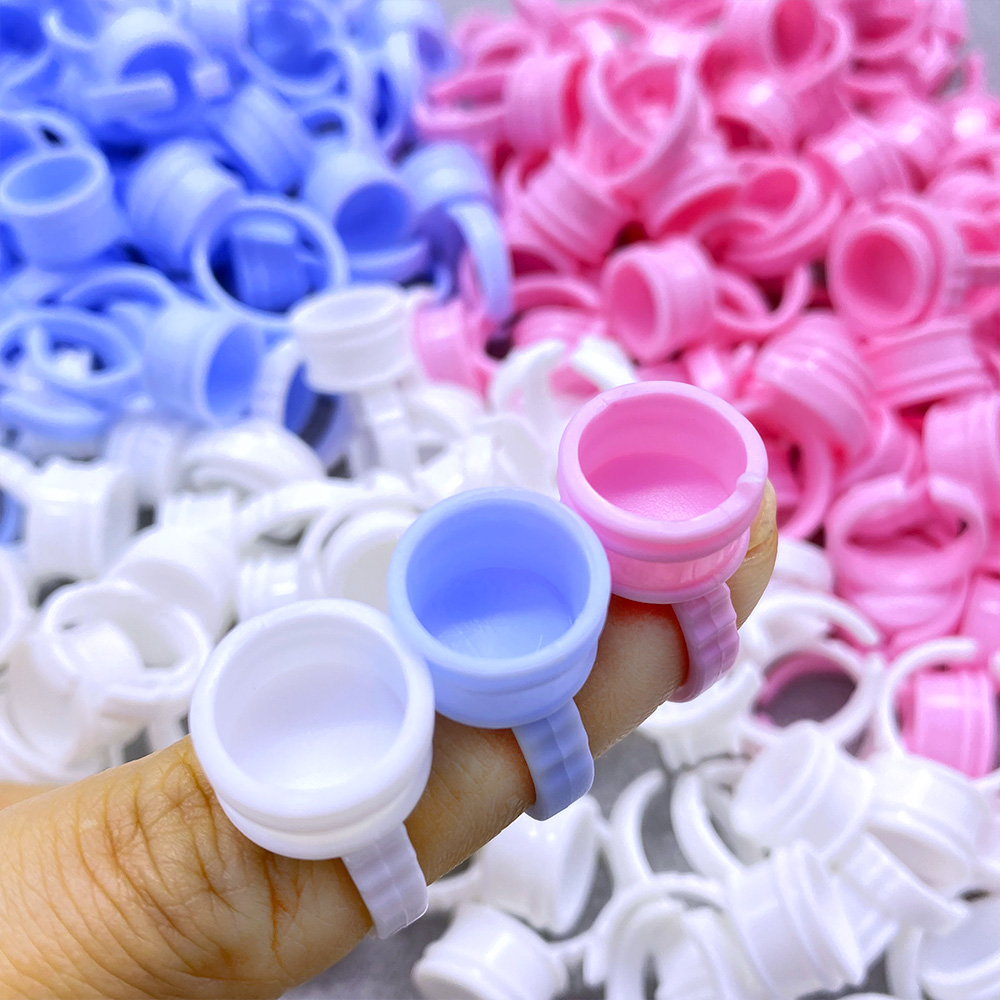 Eyelash Extension Maps - 100Pcs Disposable Glue Ring Cup For