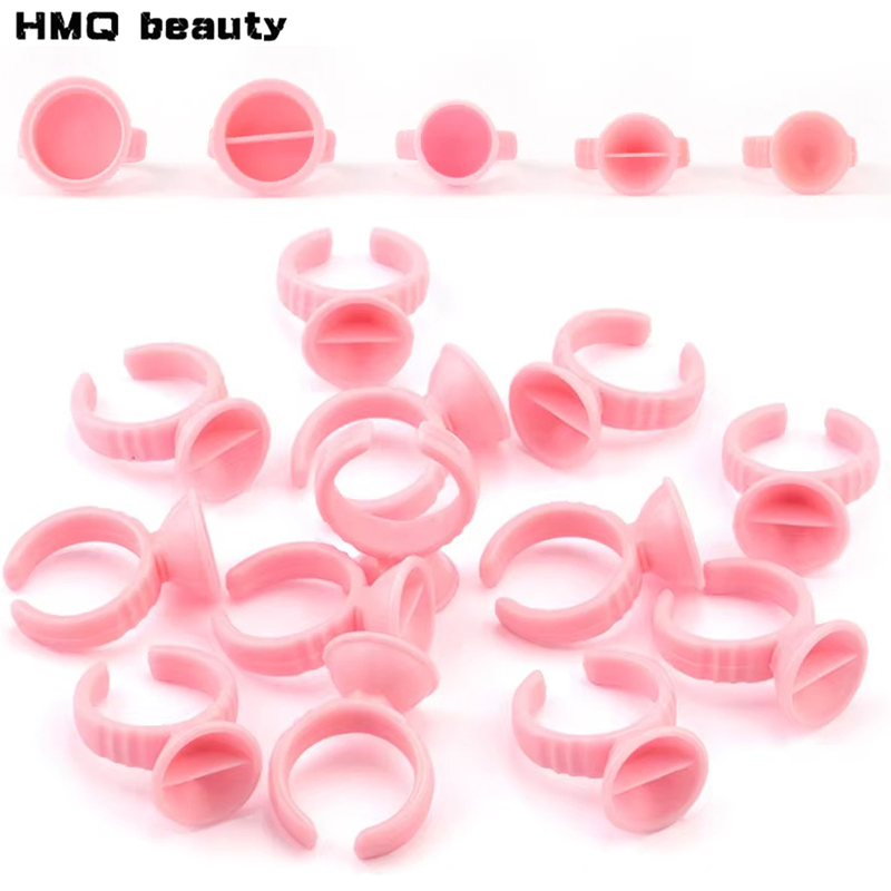 Eyelash Extension Permanent - 100pcs Disposable Glue Rings Plastic Permanent